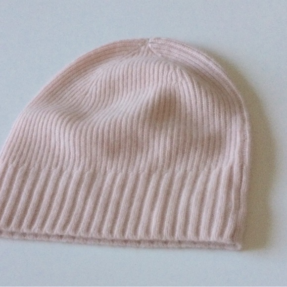 NWT NORDSTROM CASHMERE BLEND BEANIE PINK CHINTZ RIBBED HAT ONE SIZE - Picture 4 of 4